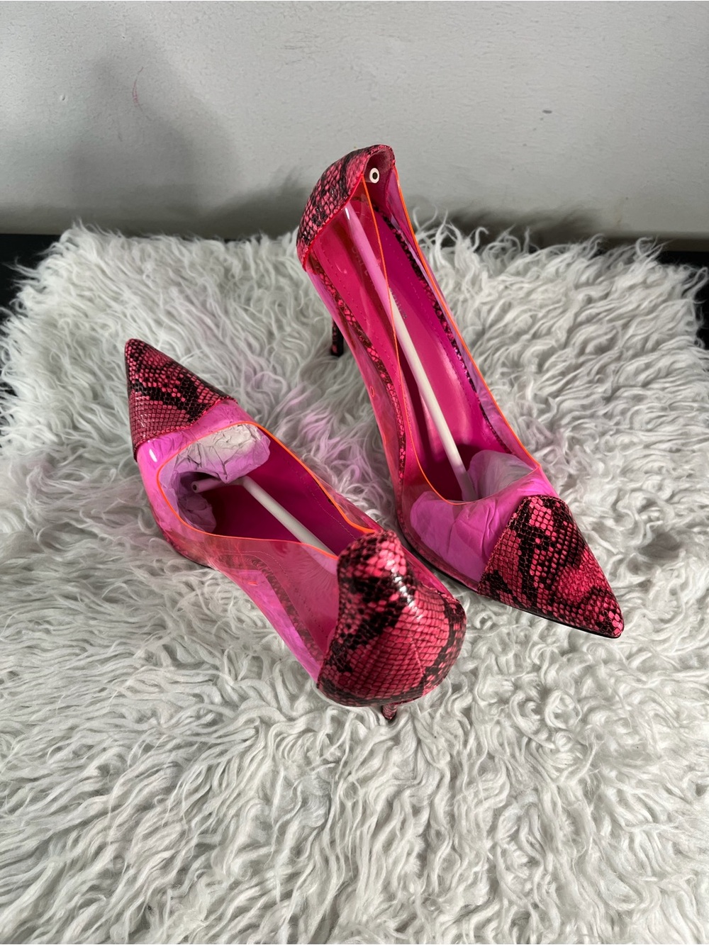Pink Snakeskin Pointed Toe High Heels
